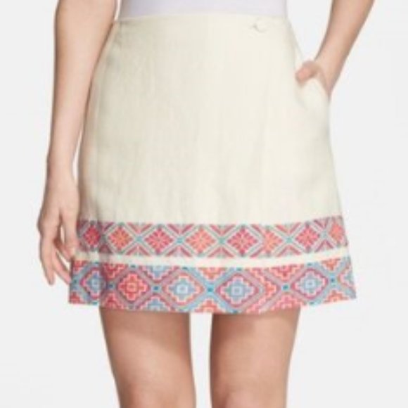 Tory Burch Dresses & Skirts - New Tory Burch " Ruby " Linen Skirt Embroidered